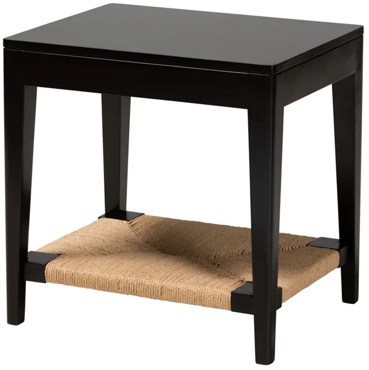 Bali & Pari Freya Modern Bohemian Black Finished Bayur Wood End Table