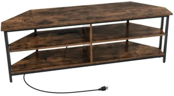Hivvago 3-Tier Corner TV Stand for TVs up to 65 Inches with Charging Station