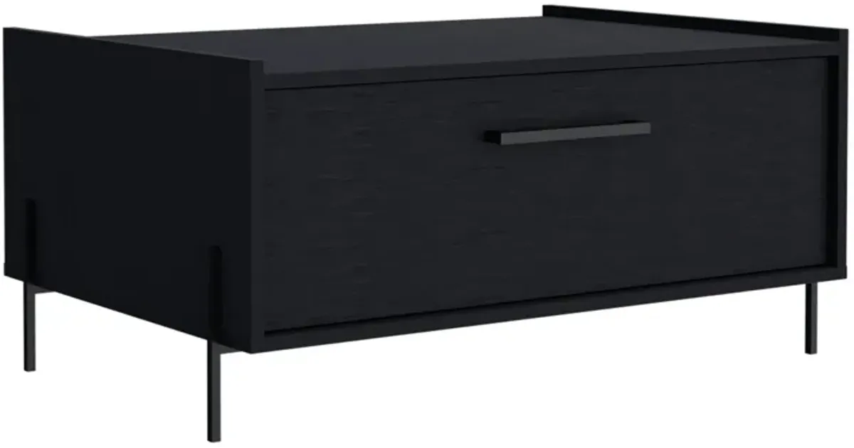 Juneau Coffee Table 15.6" H, 1 shelf, 4 legs, Black