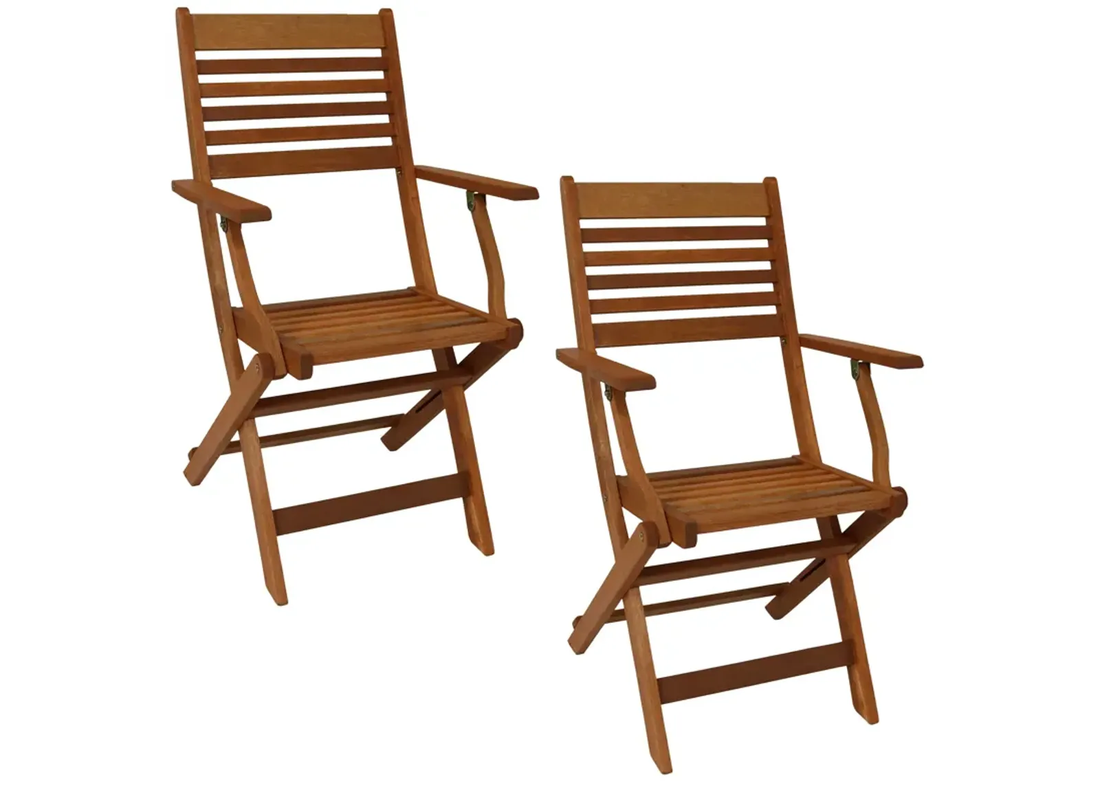 Sunnydaze Meranti Wood Folding Patio Dining Armchair - Set of 2