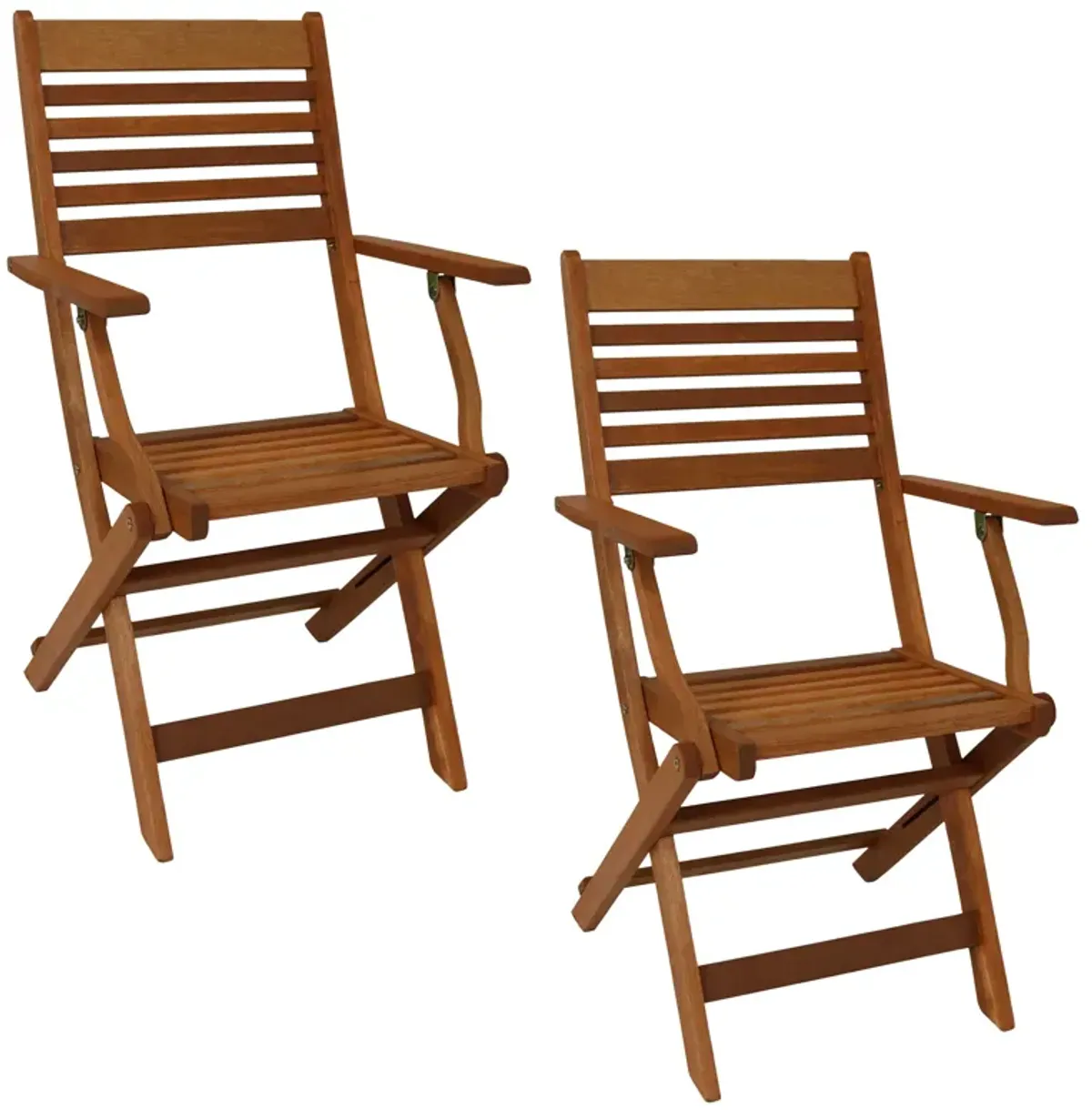 Sunnydaze Meranti Wood Folding Patio Dining Armchair - Set of 2