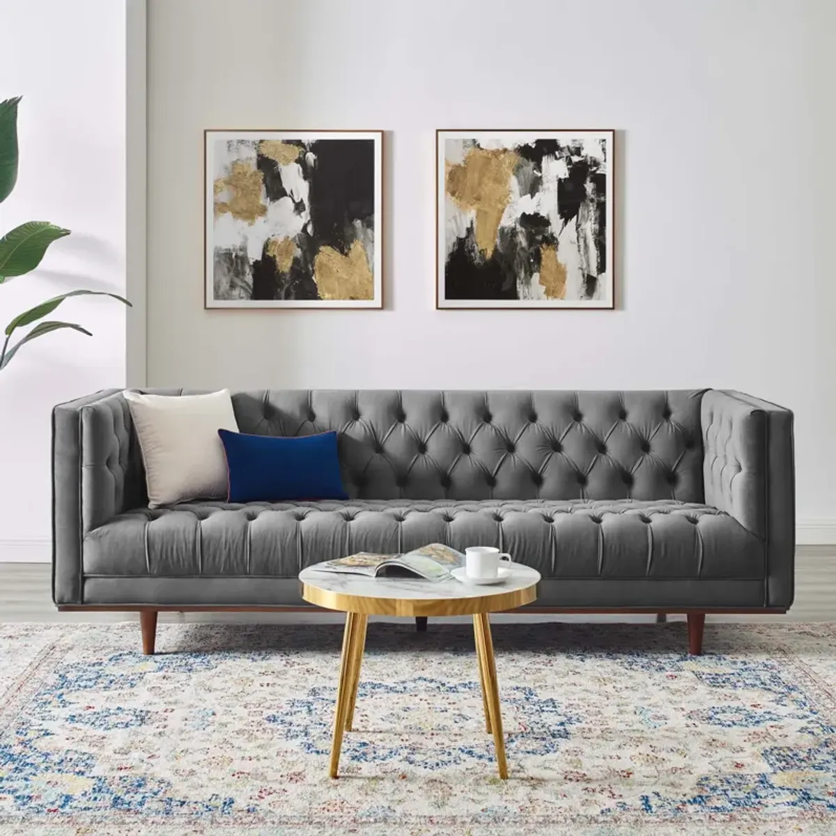 Elation Tufted Performance Velvet Sofa