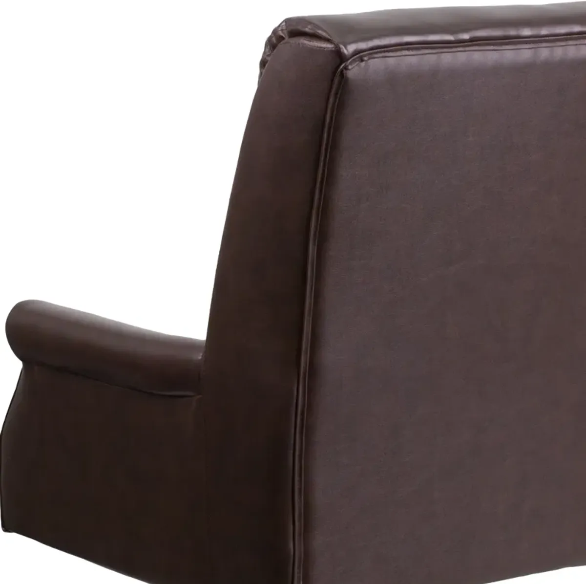 Hansel High Back Pillow Back Brown LeatherSoft Executive Swivel Office Chair with Arms