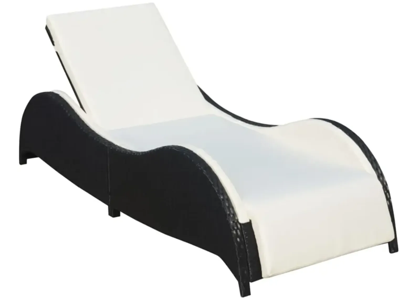 vidaXL Sun Lounger with Cushion Poly Rattan Black