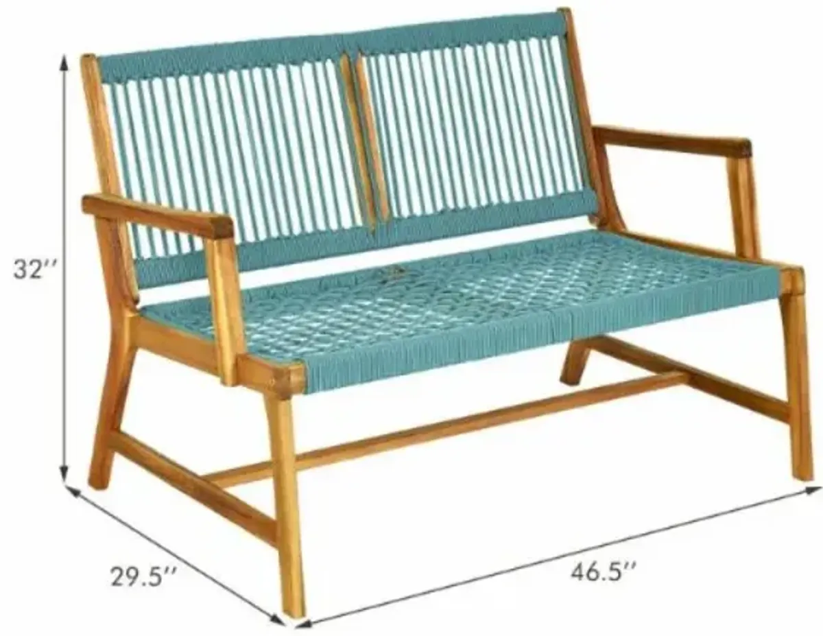 Hivvago 2-Person Acacia Wood Yard Bench for Balcony and Patio