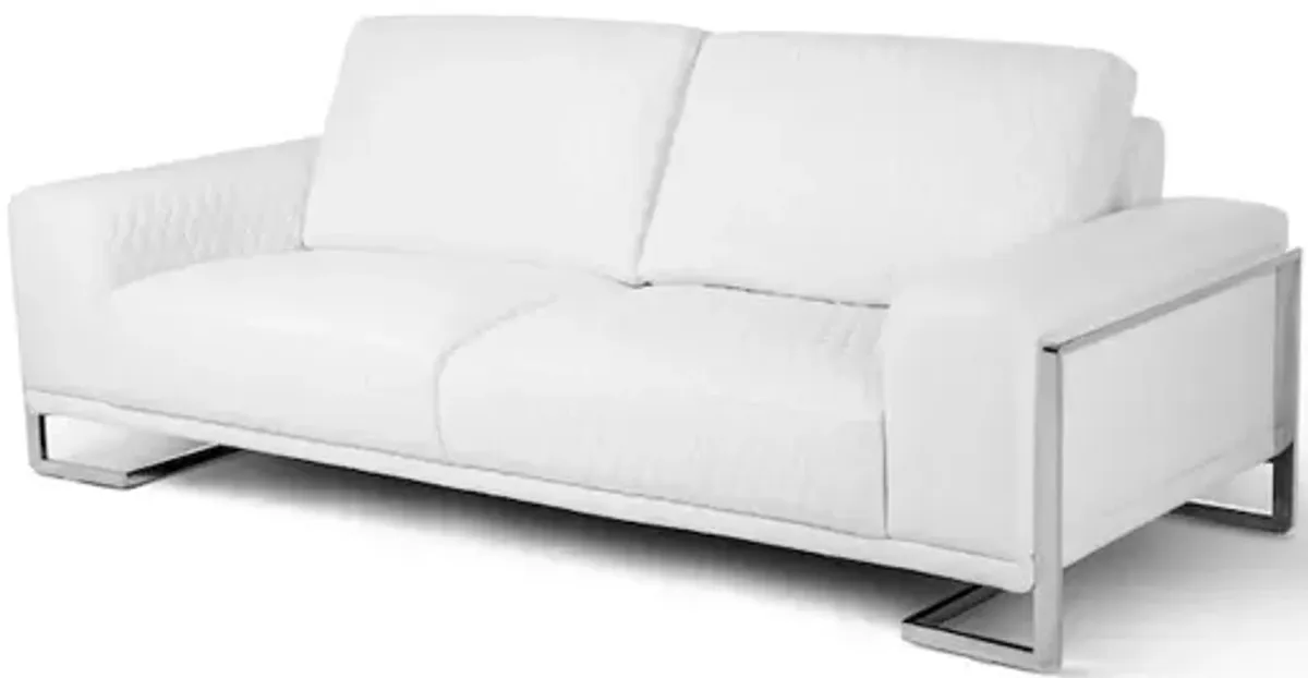 Michael Amini Mia Bella Gianna Sofa - White/Stainless Steel