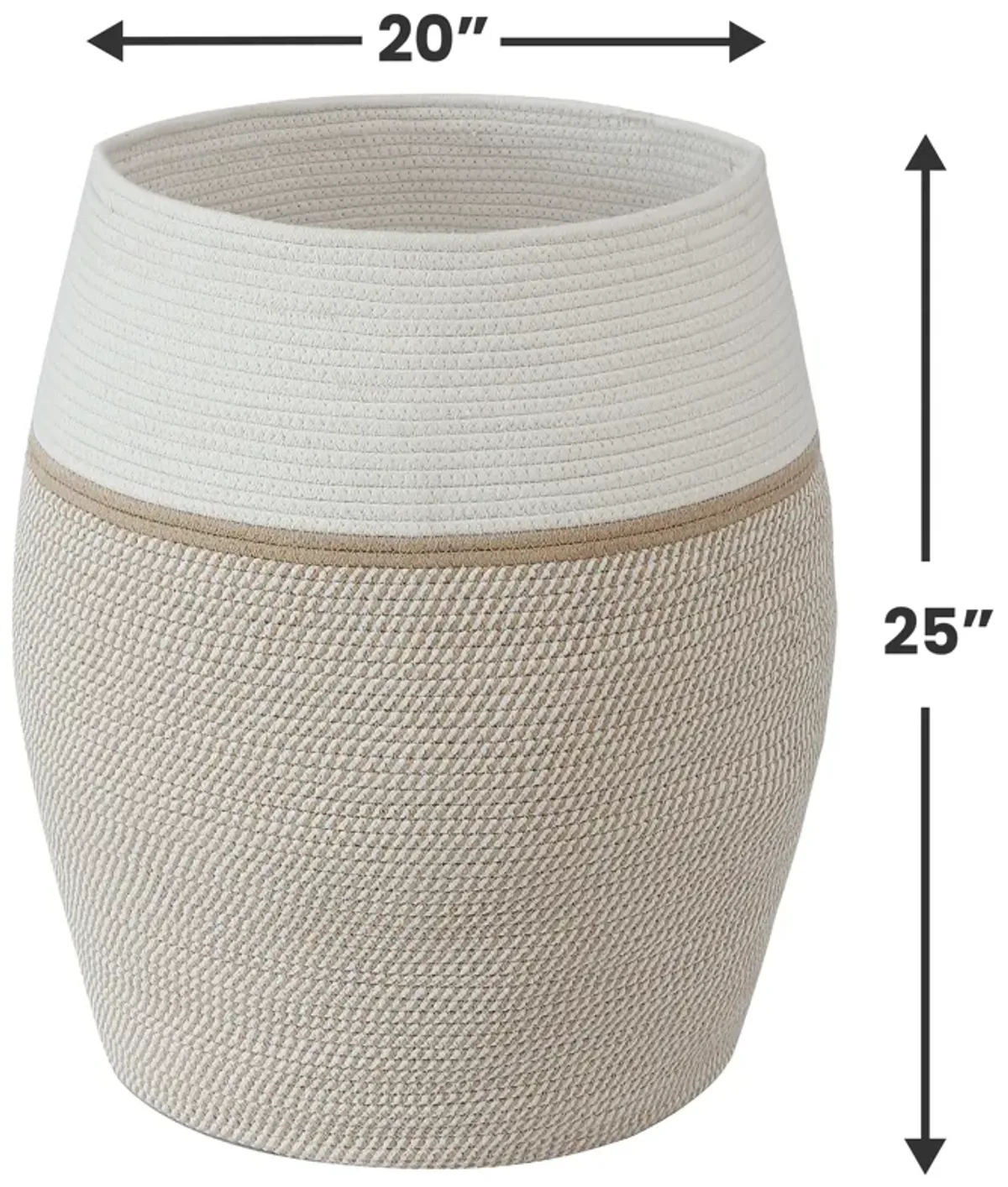 Extra Large Woven Cotton Rope Tall 25" Height Laundry Hamper Basket with Handles