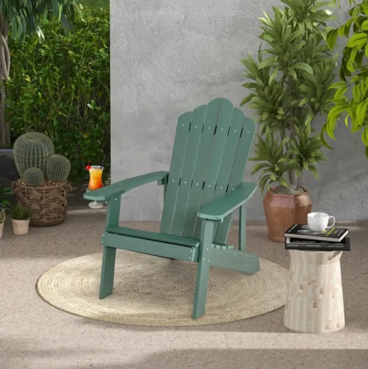 Hivvago Weather Resistant HIPS Outdoor Adirondack Chair with Cup Holder