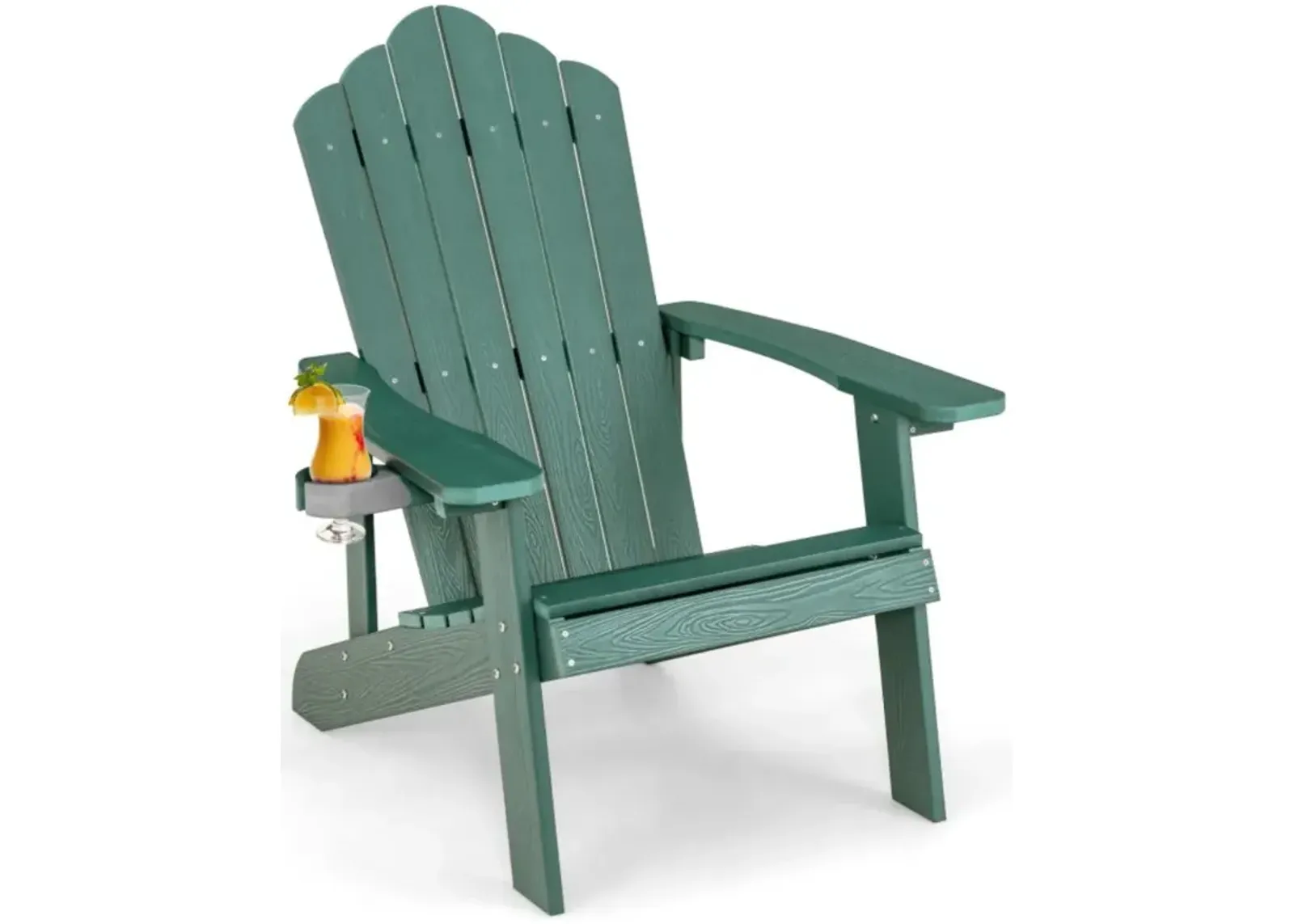 Hivvago Weather Resistant HIPS Outdoor Adirondack Chair with Cup Holder