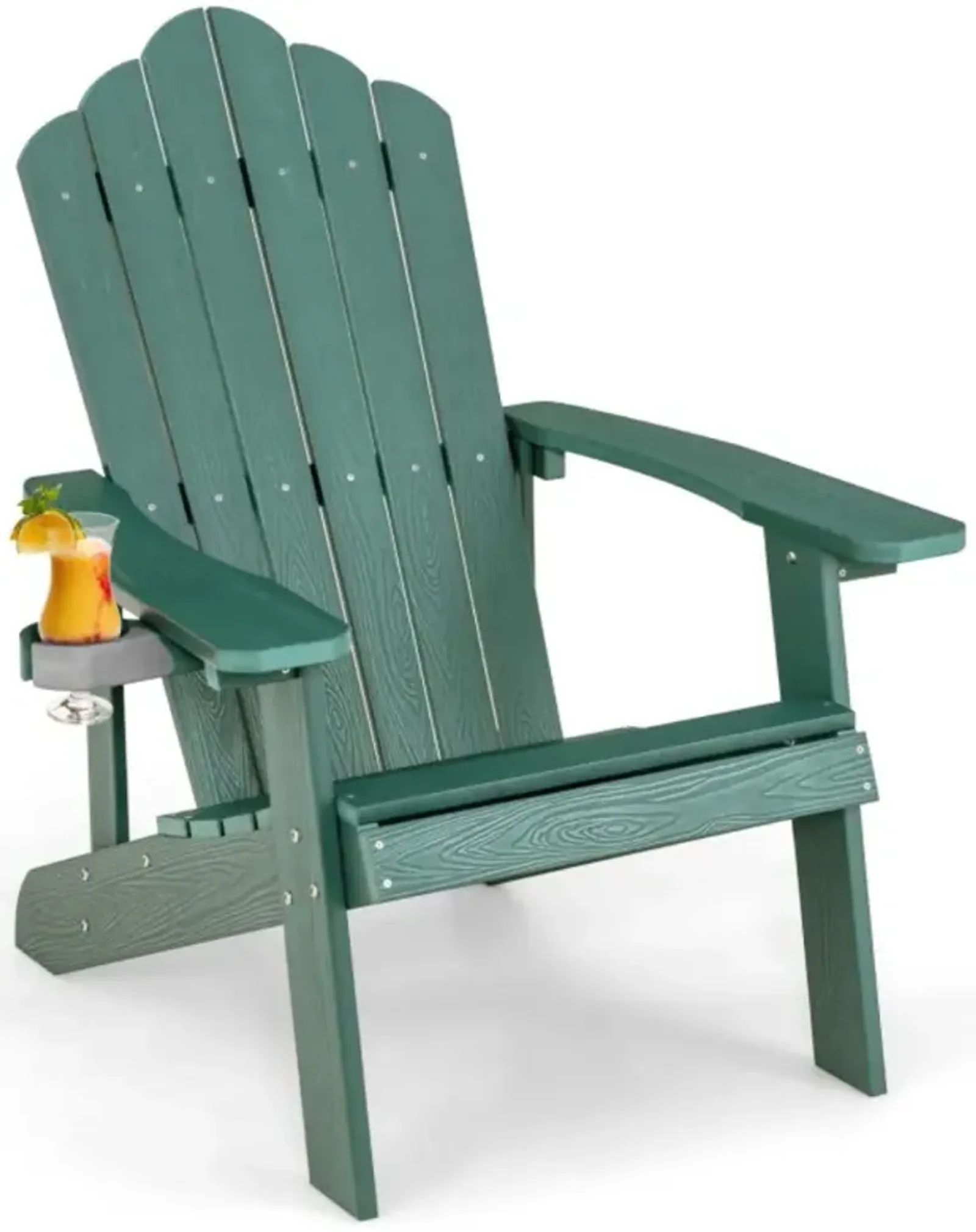 Hivvago Weather Resistant HIPS Outdoor Adirondack Chair with Cup Holder