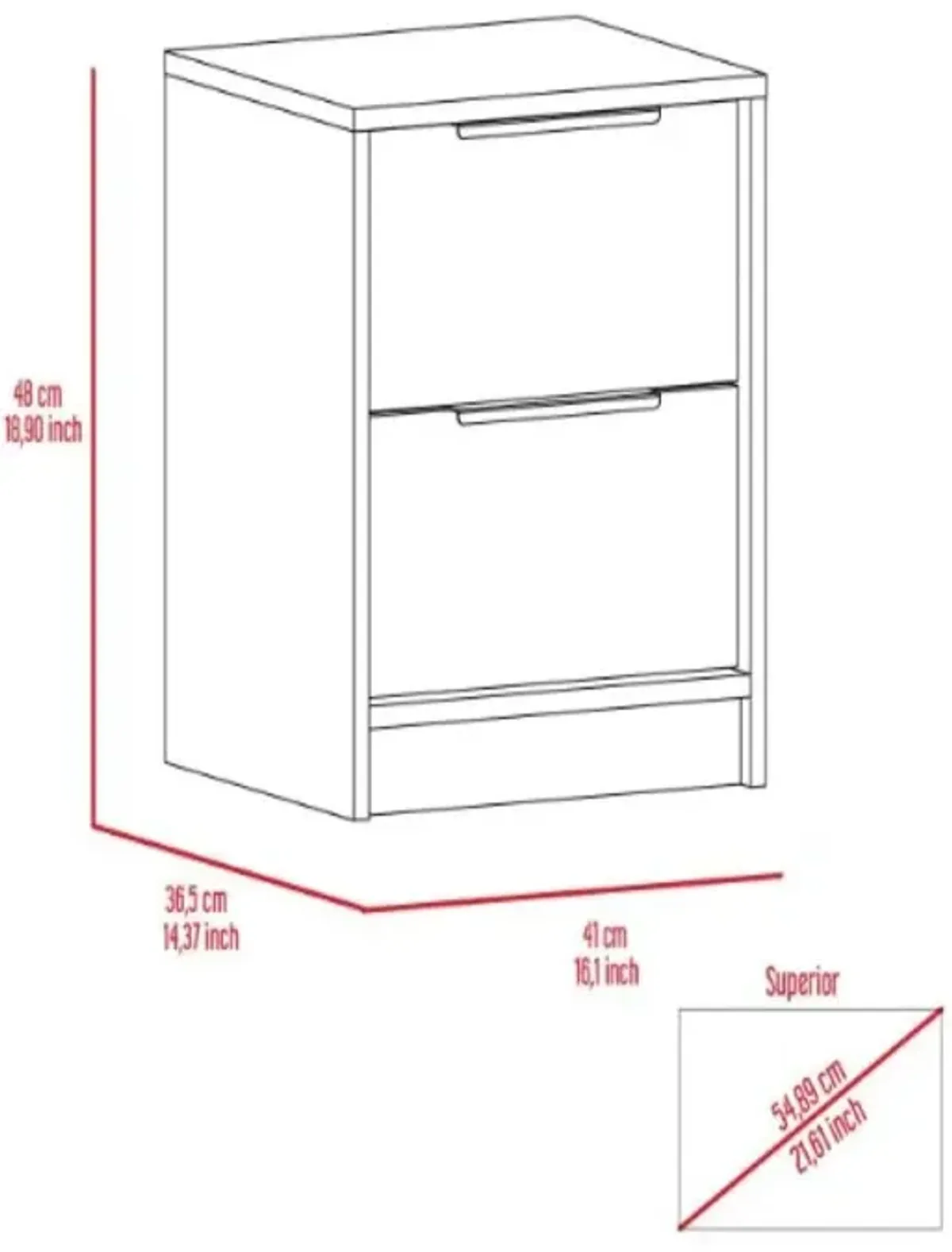 Nightstand Cervants, Bedroom, Smoky Oak / White