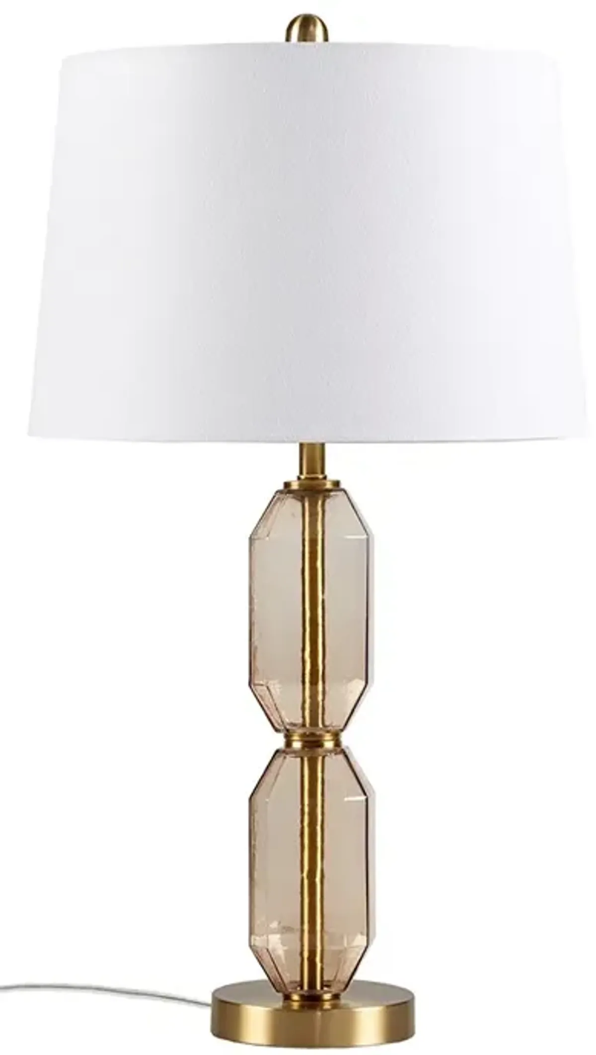 Gracie Mills Roxanne Modern Faceted Brown Glass Table Lamp with 9W LED Bulb