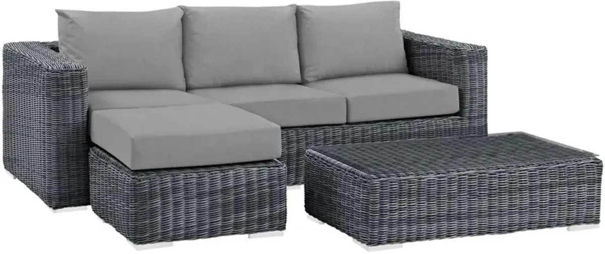 Summon 3 Piece Outdoor Patio Sunbrella Sectional Set - Canvas Gray