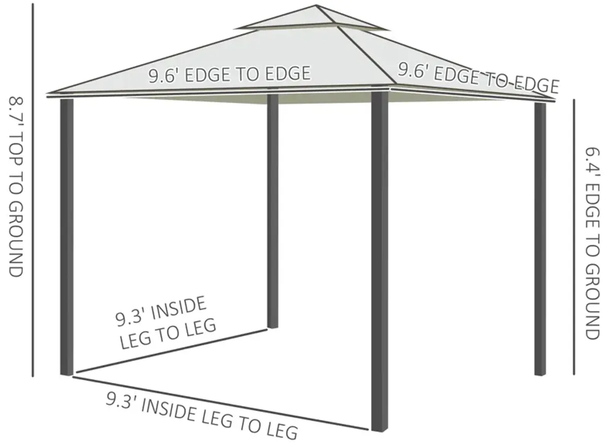 Cream White Outdoor Haven: 9.6x9.6 Gazebo with 2-Tier Vented Roof