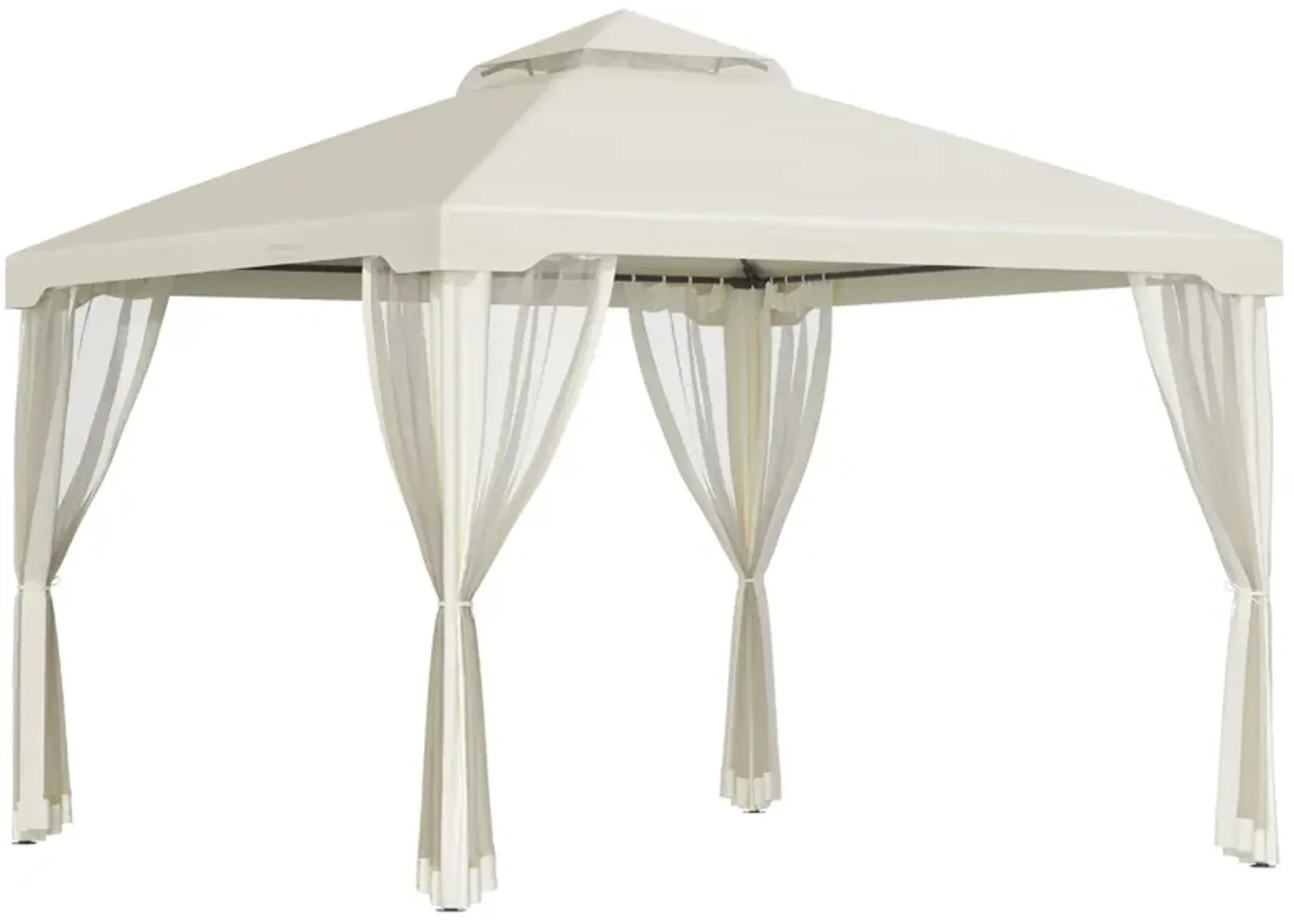 Cream White Outdoor Haven: 9.6x9.6 Gazebo with 2-Tier Vented Roof