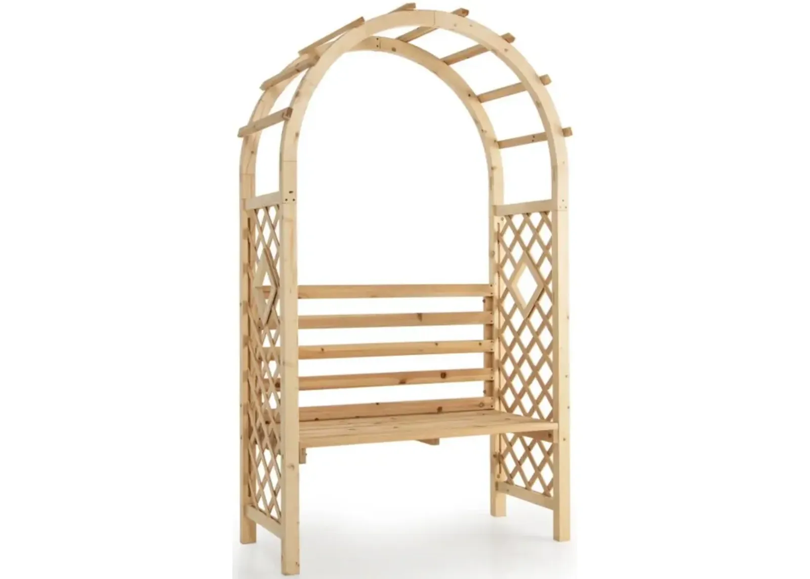 Hivvago Wooden Garden Bench Arch Pergola Outdoor Arbor