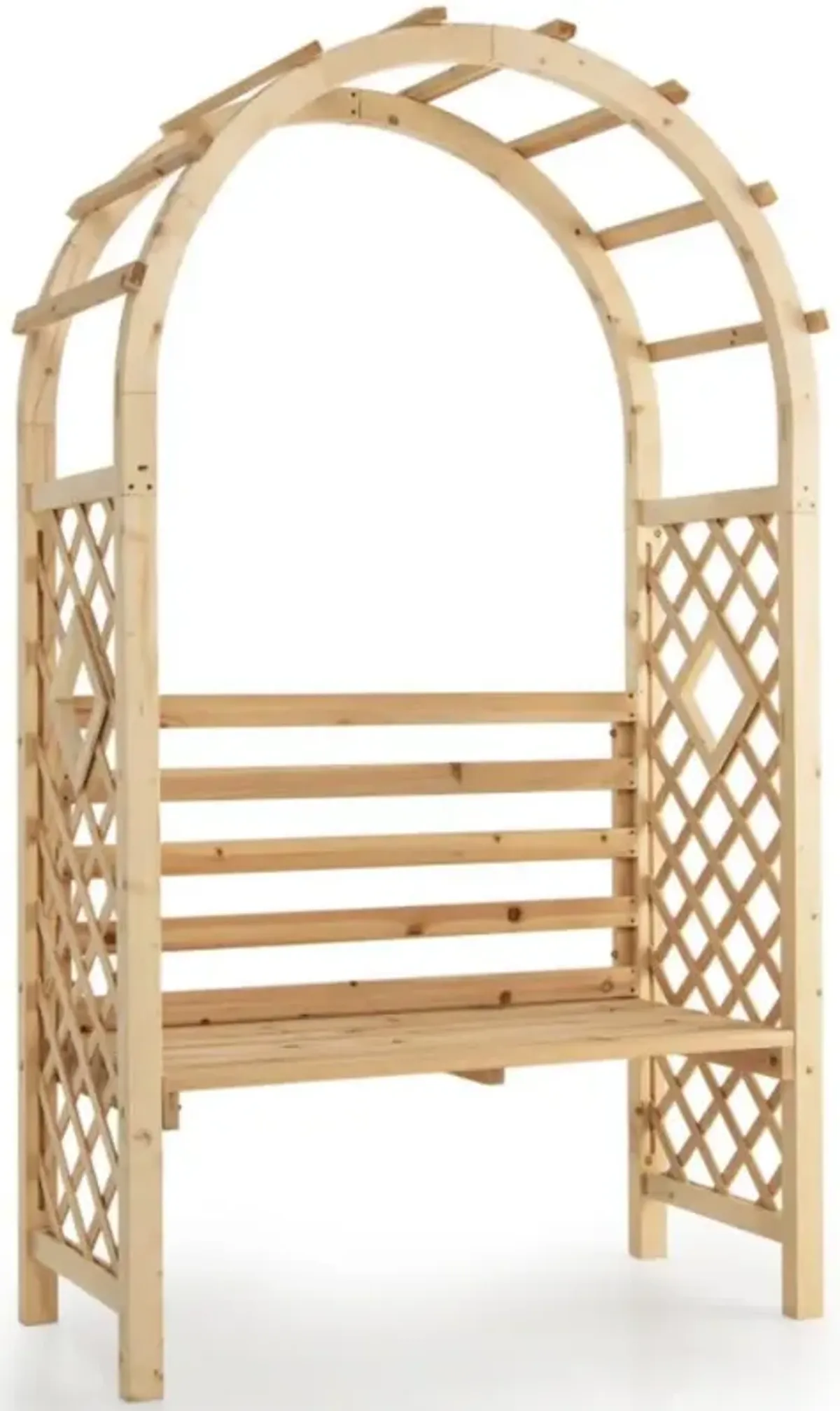 Hivvago Wooden Garden Bench Arch Pergola Outdoor Arbor