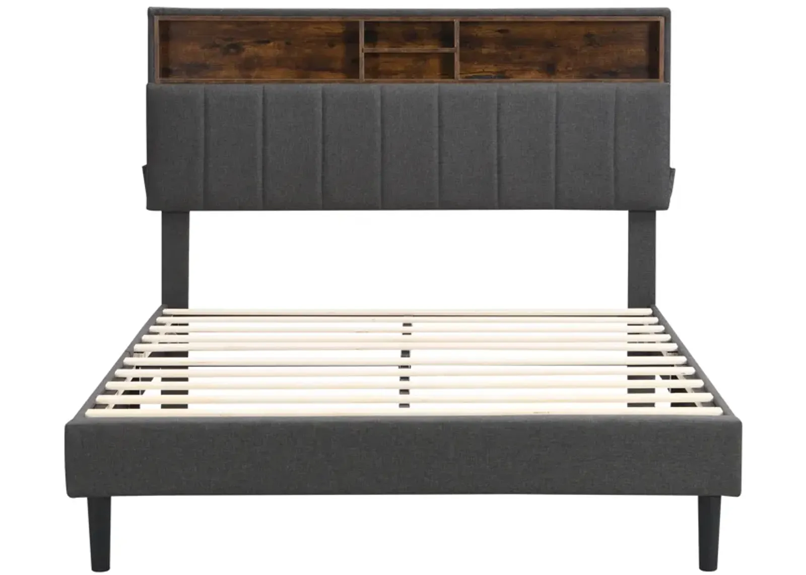 Merax Upholstered Platform Bed with Storage Headboard