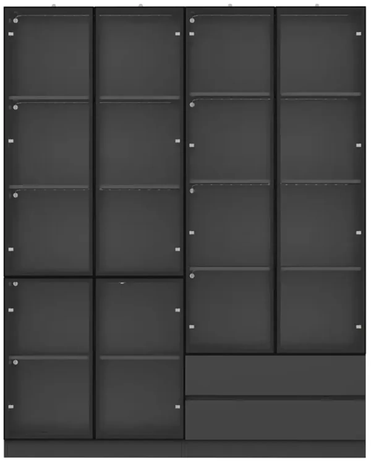 FUFU&GAGA Contemporary Black Pantry Cabinet with Wine Storage, LED Lighting, Soft-Close, Tempered Glass Doors, (63" L x 14.2" W x 78.7" H),Black