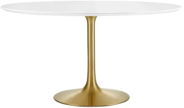 Modway - Lippa 54" Round Wood Dining Table Gold White