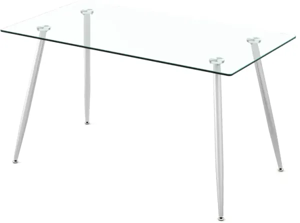 Modern Glass Rectangular Dining Table with Metal Legs