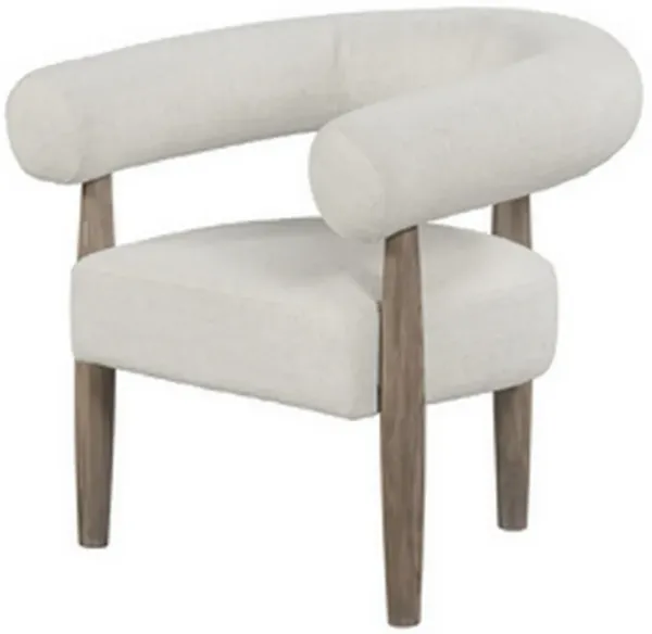 Zob 33 Inch Armchair, Wishbone Curved Cushioned Frame, Off White, Taupe