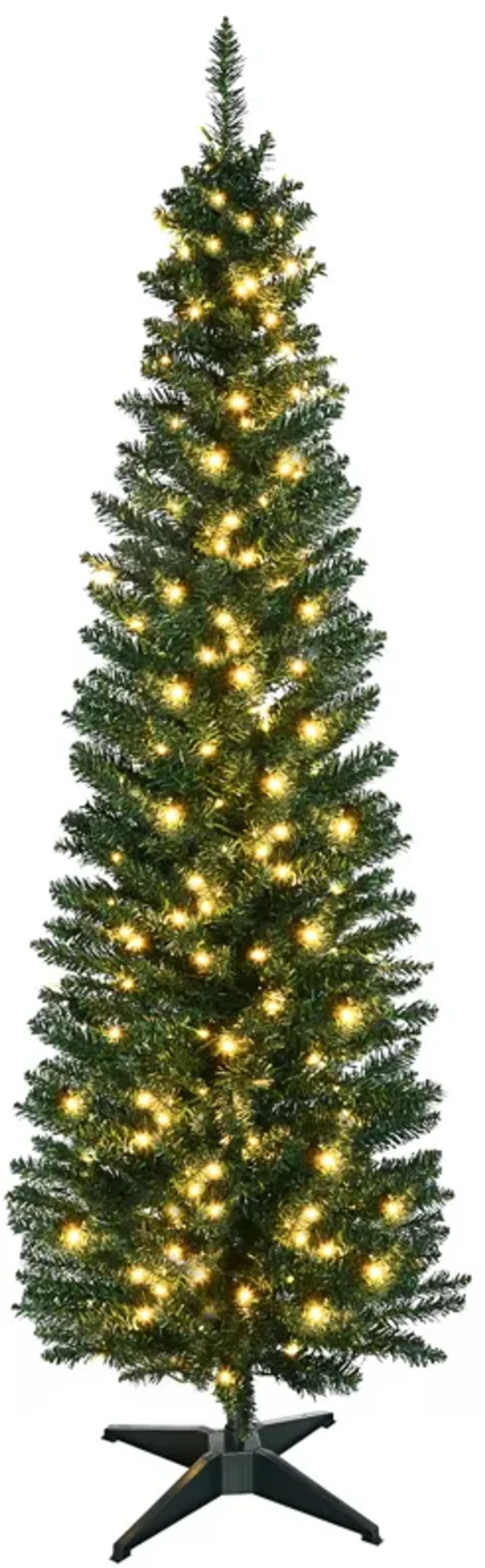 6' Pre-lit Pencil Artificial Christmas Tree with LED Lights and Branch Tips