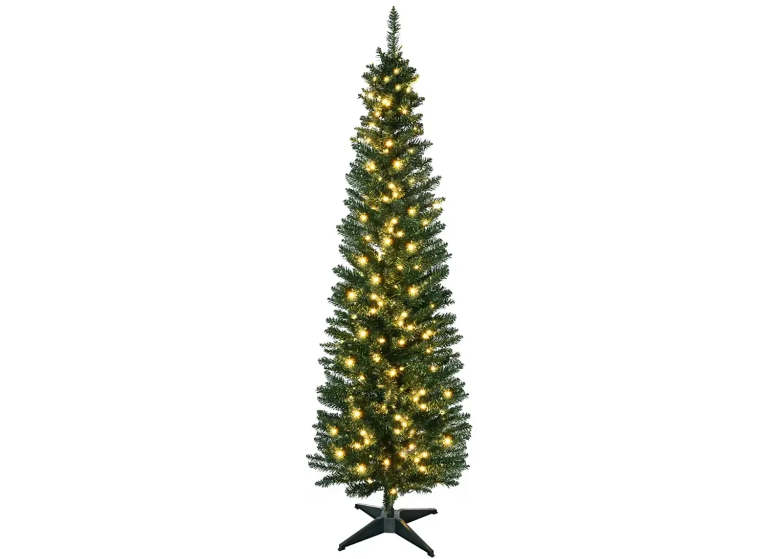 6' Pre-lit Pencil Artificial Christmas Tree with LED Lights and Branch Tips