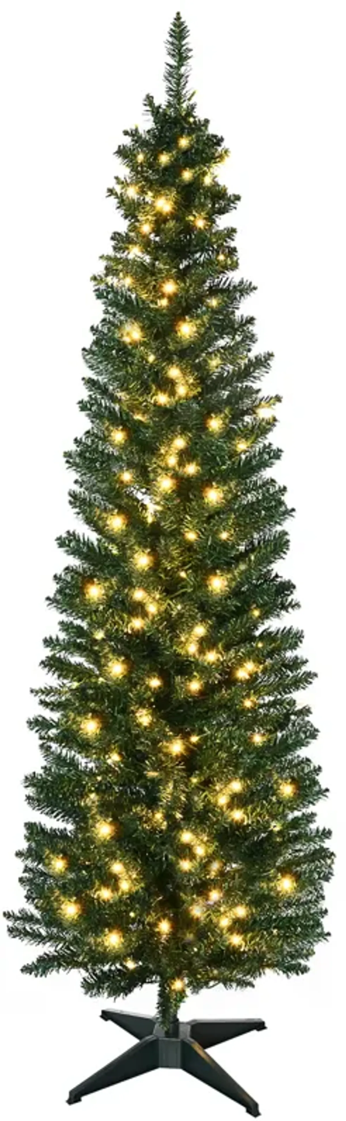 6' Pre-lit Pencil Artificial Christmas Tree with LED Lights and Branch Tips