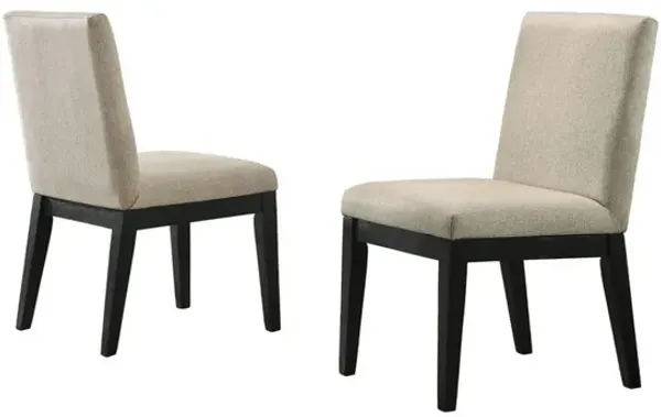 19 Inch Wood Dining Chair, Set of 2, Padded Backrest, Beige Upholstery - Benzara