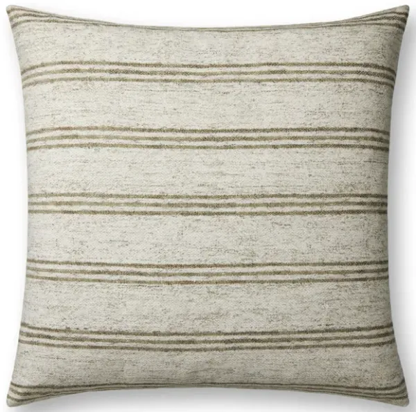Zephyr PAL0040 Ivory/Olive 22''x22'' Polyester Pillow by Amber Lewis x Loloi