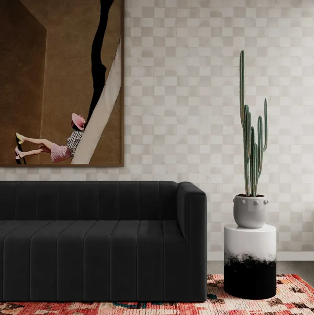 Norah Black Velvet Sofa