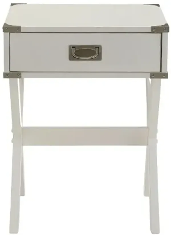 Hivvago Modern White X Shape Wooden Storage End Table