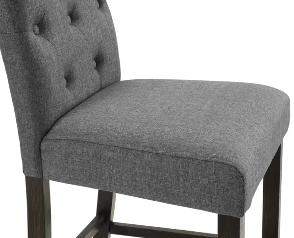 Streamdale Solid Wood Tufted Asons Barstool, Set of 2, Grey