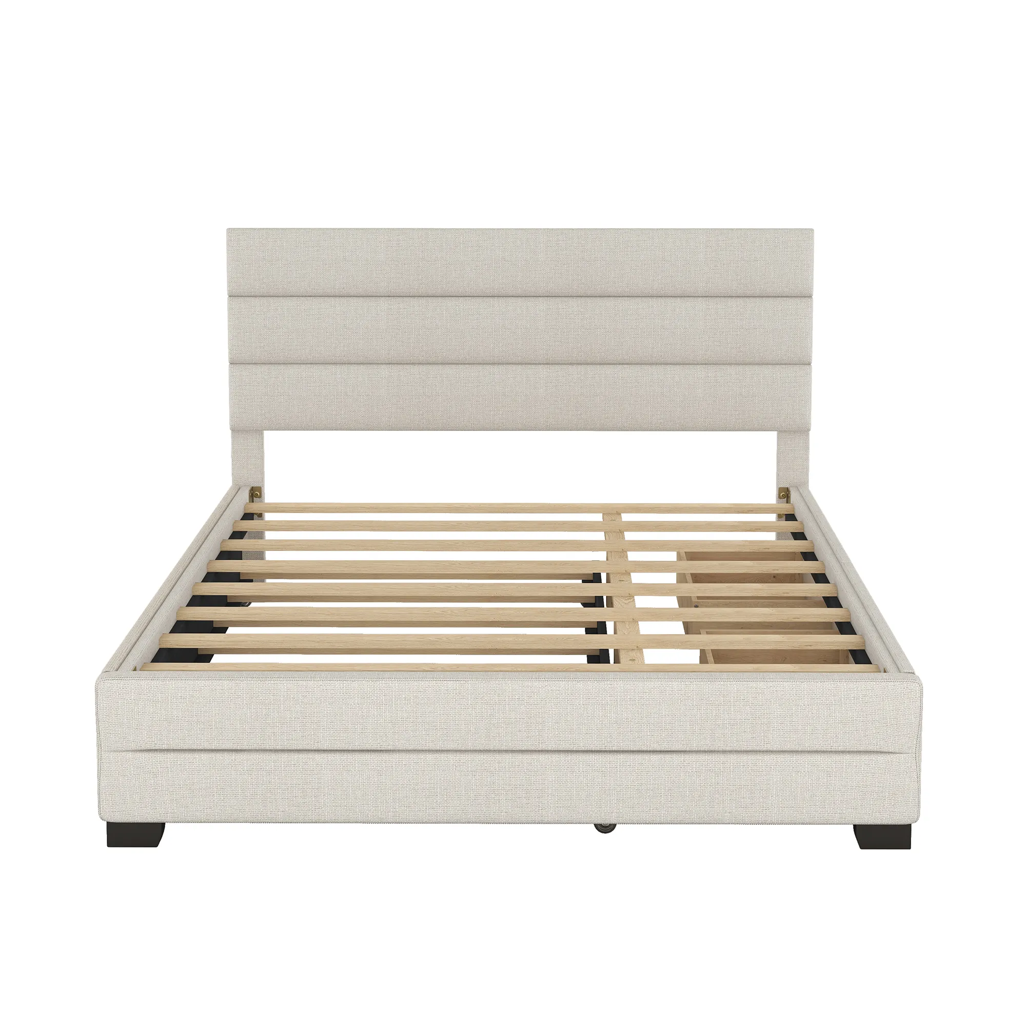 Merax Linen Fabric Platform Bed with Trundle