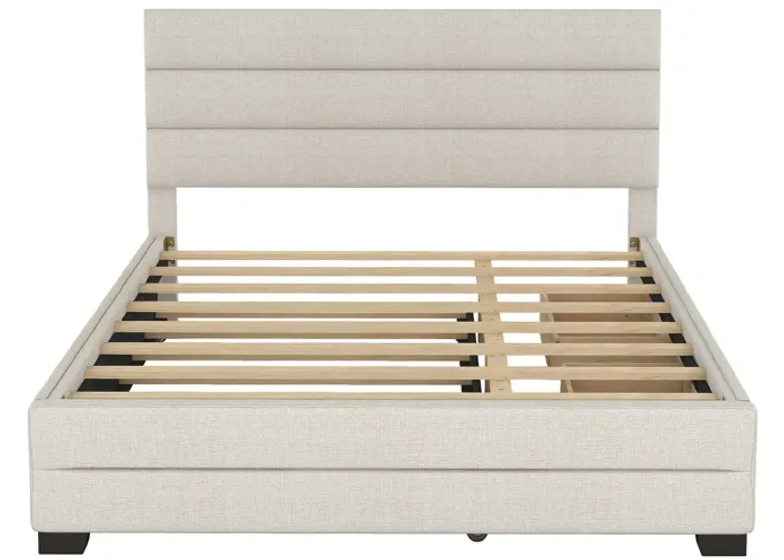 Merax Linen Fabric Platform Bed with Trundle