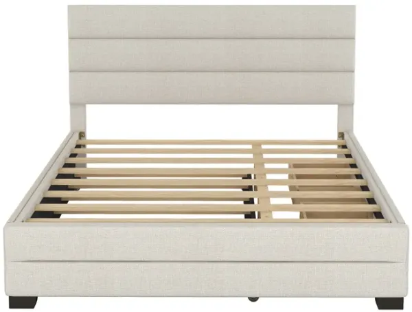 Merax Linen Fabric Platform Bed with Trundle