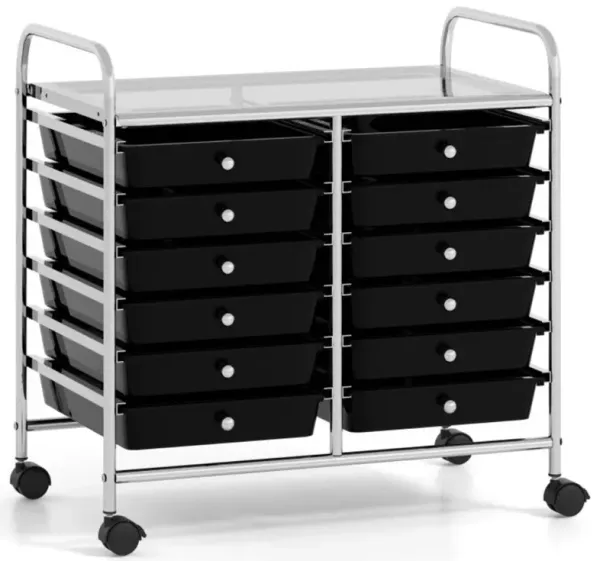 Hivvago 12 Drawers Rolling Storage Cart for Home and Office