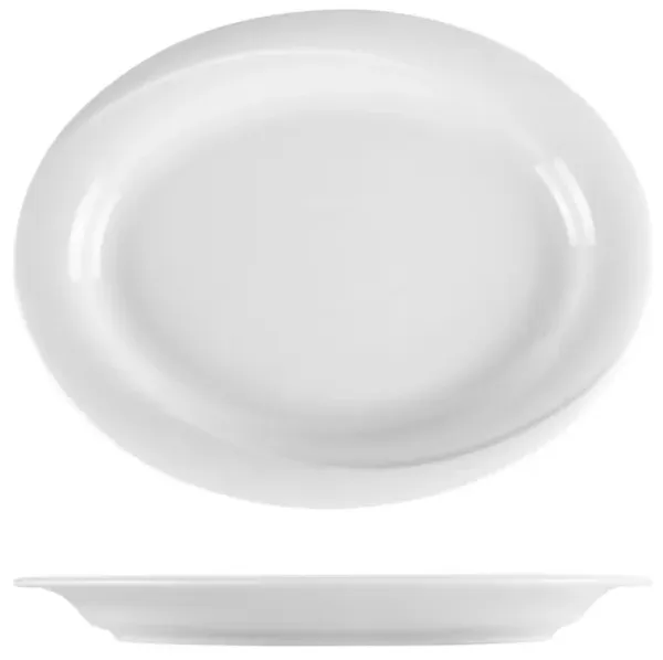 Porcelain X-tanbul 13.5" x 10.5" x h:1.25" Oval White Porcelain Platter