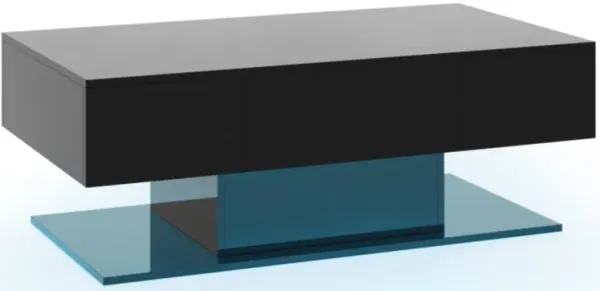 Hivvago Modern LED Coffee Table with 20 Color LED Lights and 2 Storage Drawers