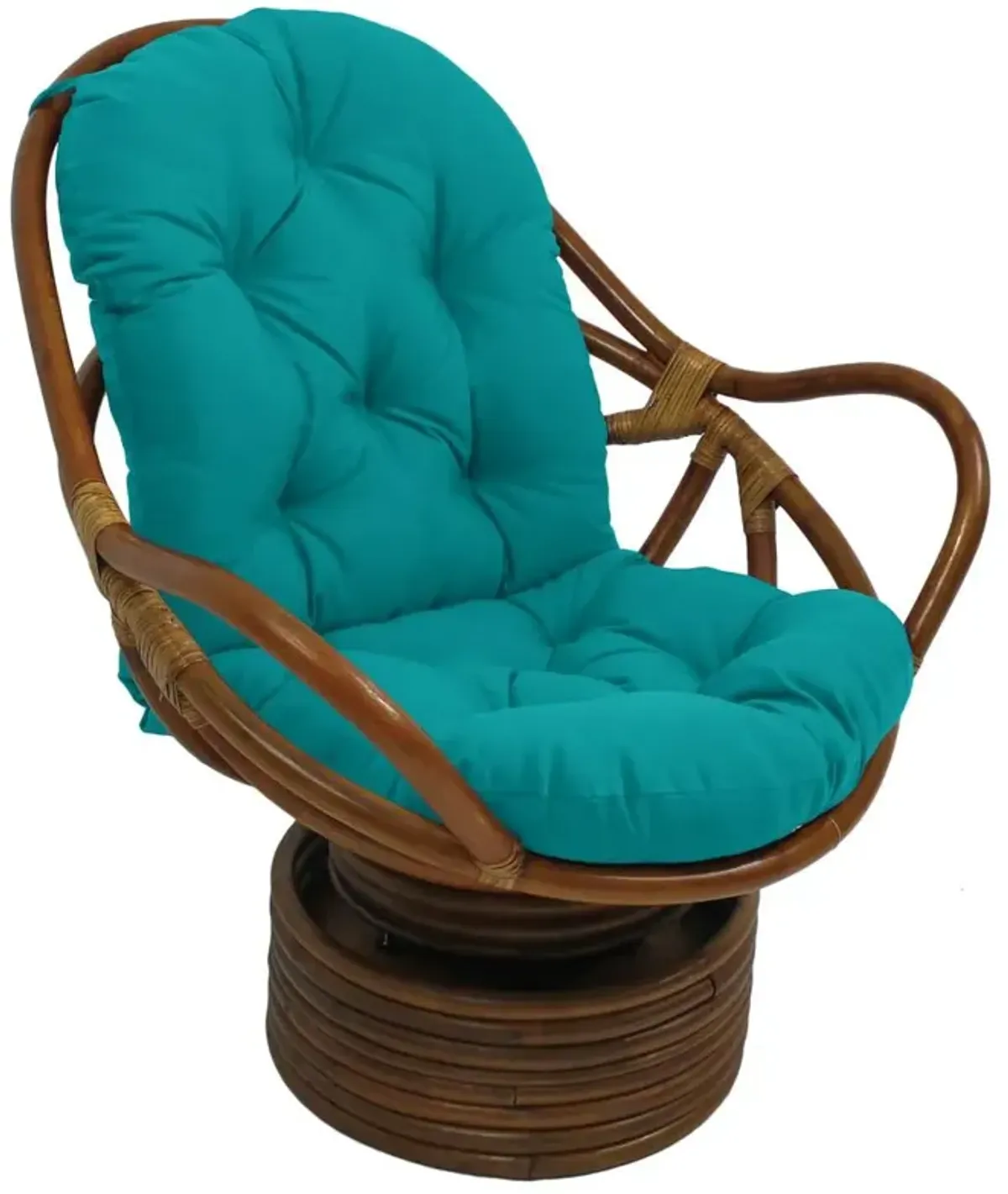 Rattan Swivel Rocker with Outdoor Fabric Cushion, Aqua Blue