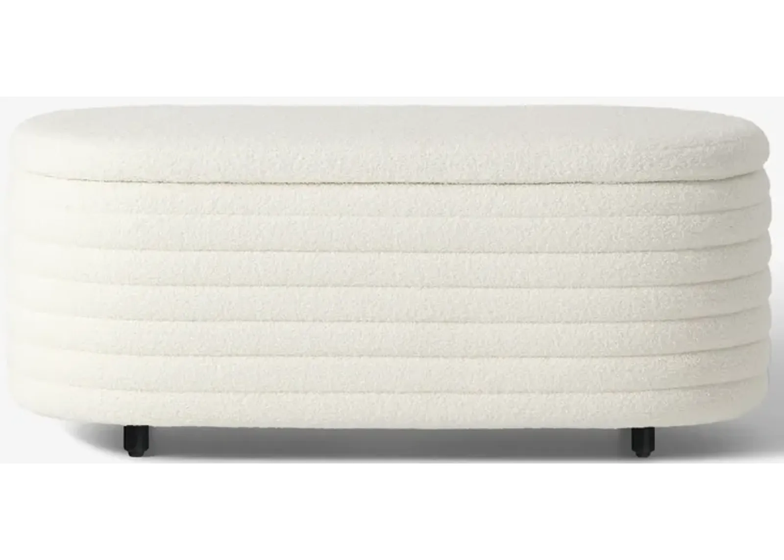 WestinTrends 42" Wide Mid-Century Modern Upholstered Teddy Sherpa Tufted Oval Storage Ottoman Bench