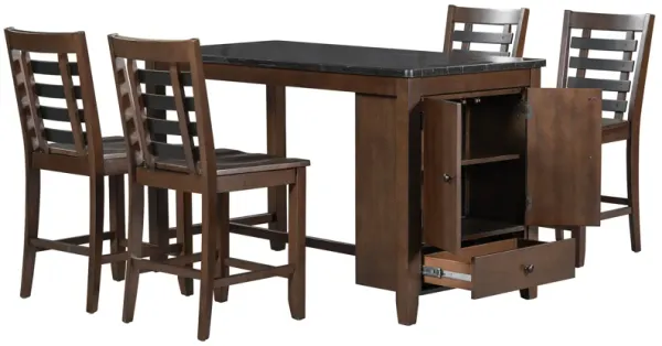 Merax Solid Wood Dining Table Set with Storage
