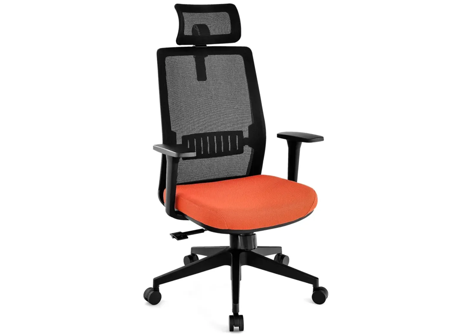 Ergonomic Office Chair with Lumbar Support and Adjustable Headrest-Black