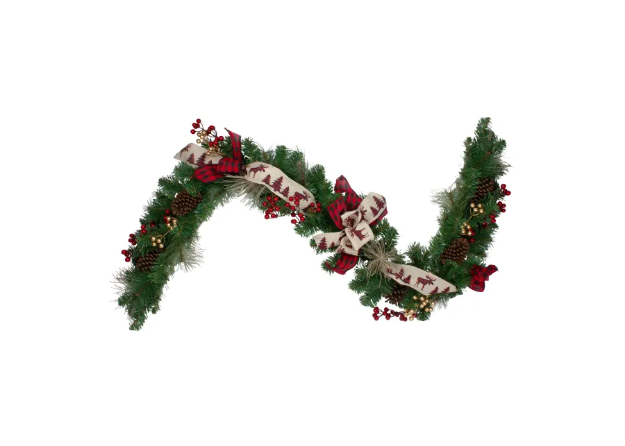 6' x 12" Bows and Berries Artificial Christmas Garland - Unlit