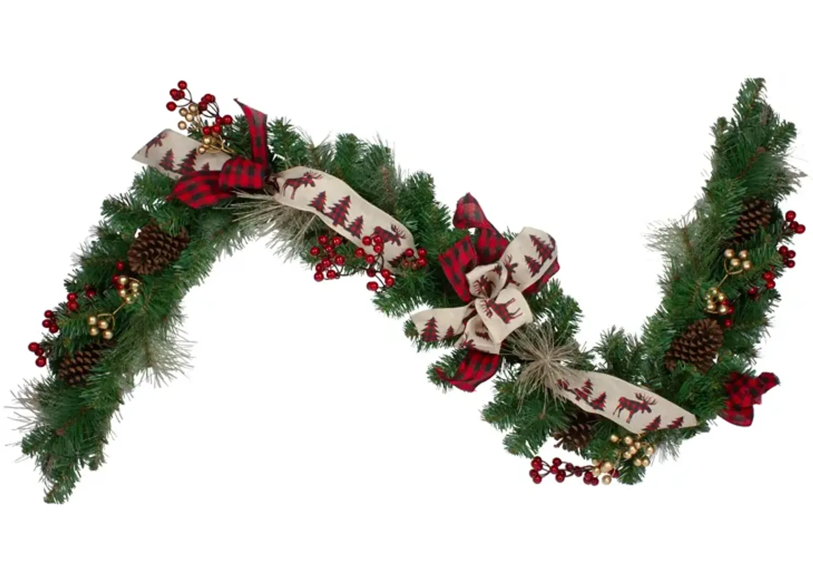 6' x 12" Bows and Berries Artificial Christmas Garland - Unlit