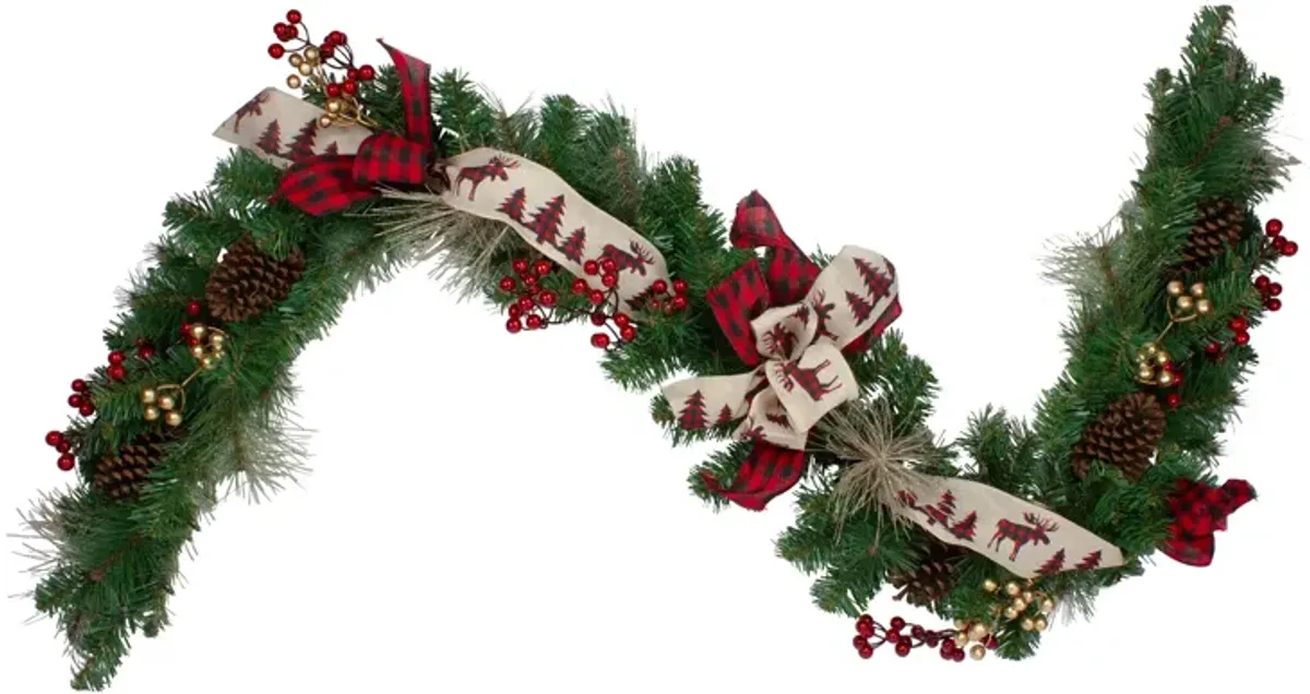 6' x 12" Bows and Berries Artificial Christmas Garland - Unlit