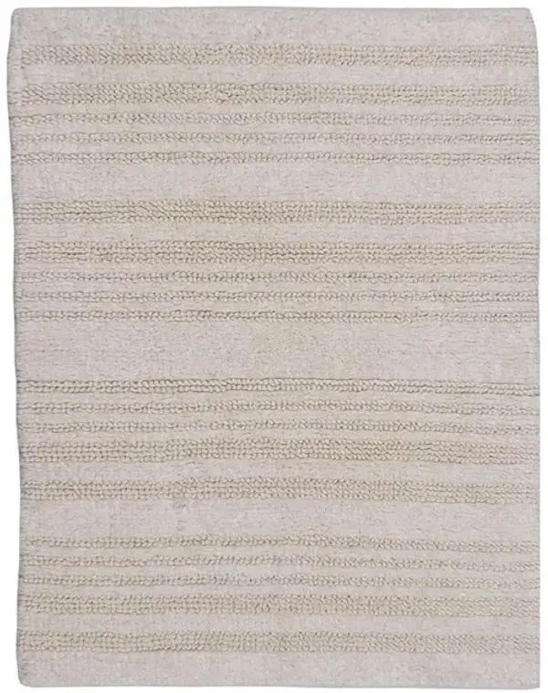 Knightsbridge Luscious Textured Striped All Season Soft Plush Cotton Reversible & Soft Bath Rug 24" X 40" Ivory
