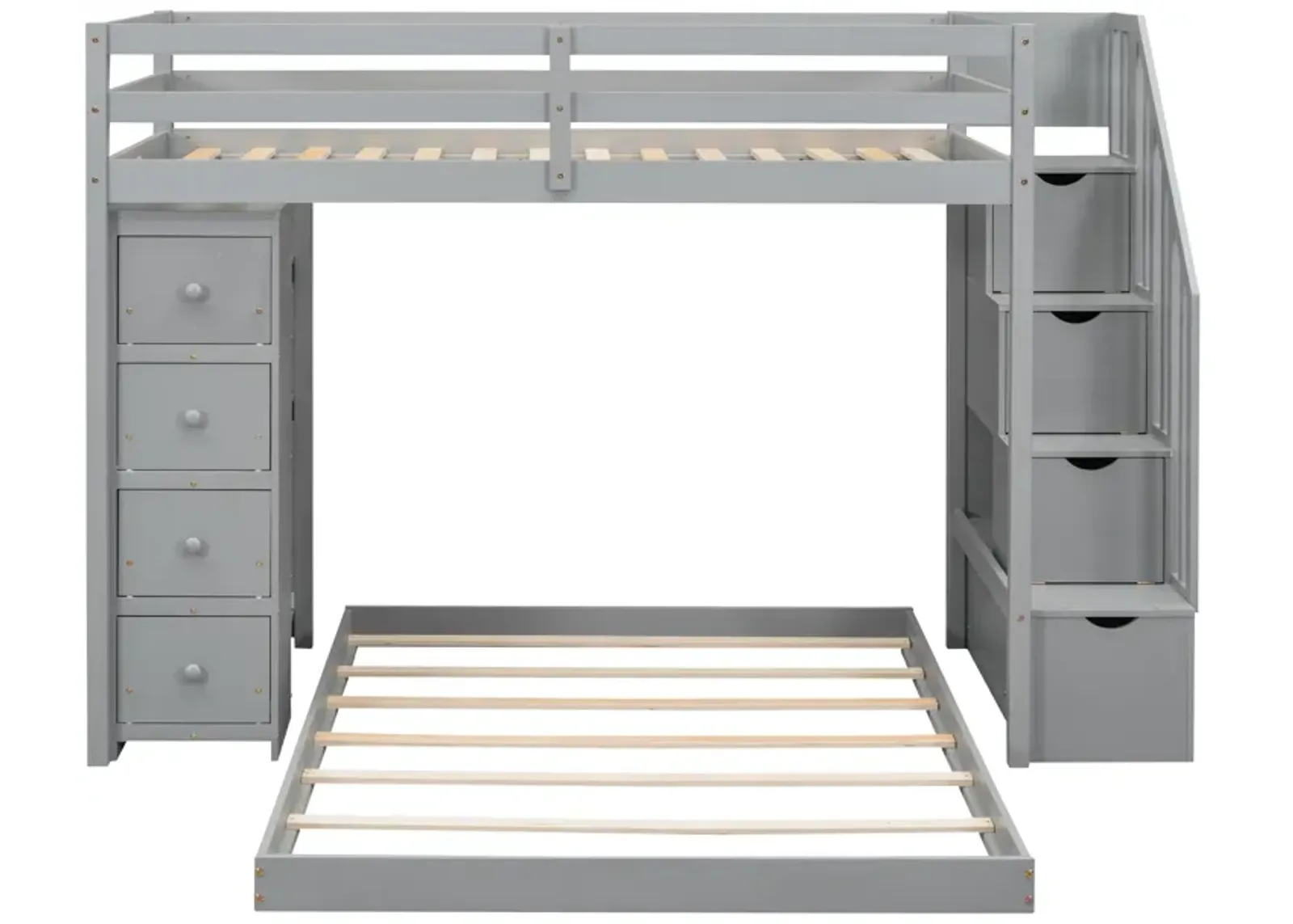 Merax Modern Bunk Bed with 3-layer Shelves