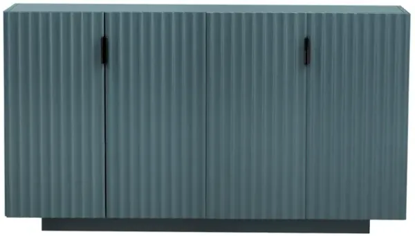 Clihome Buffet Cabinet with Storage, Sideboard Cabinet with Ample Storage Space,4 Fluted Doors Credenza Storage Cabinet with Adjustable Shelves for Dining Room and Living Room (ANTIQUE BLUE)